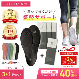 9/19(土)20:00〜9/24(木)01:59まで【クーポン利用で40%Off】【今だけ＋2足！】ピットソール 正規品 インソール ダイエット 中敷 疲れない 姿勢 矯正 立ち仕事 疲れにくい 長時間歩行 アーチサポート 衝撃吸収 扁平足 浮き指 姿勢補整 骨盤サポート 調整 pitsole 3足+1足