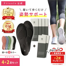 【今だけ＋2足！】ピットソール 正規品 インソール ダイエット 中敷 疲れない 姿勢 矯正 立ち仕事 疲れにくい 長時間歩行 アーチサポート 衝撃吸収 扁平足 浮き指 姿勢補整 骨盤サポート 調整 pitsole 4足+2足無料