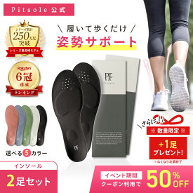 《50%オフクーポン！10/9(金) 1:59まで》【今だけ＋1足！】ピットソール 正規品 インソール ダイエット 中敷 疲れない 姿勢 矯正 立ち仕事 疲れにくい 長時間歩行 アーチサポート 衝撃吸収 扁平足 浮き指 姿勢補整 骨盤サポート 調整 pitsole 2足SET