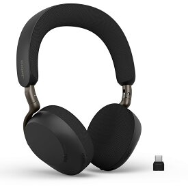 Jabra ヘッドセット Evolve3 75 UC Link390c Black 両耳 無線 ヘッドホン マイク付き 2台同時接続 Bluetooth5.3 アダプティブノイズキャンセリング 最長25時間通話 急速充電 レザークッション サイドトーン 空間サウンド ヒアスルー Zoom利用可能 37599-989-899