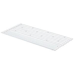 水切りマット YAMAZAKI tower 折り畳み水切り シリコントレー付き Lサイズ お皿を立てて水切りできます! シリコントレー 折りたたみ 省スペース 水切りラック シンク上 山崎実業 タワー ホワイ