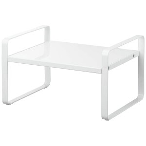 キッチン収納 YAMAZAKI tower 伸縮収納ラック2段 電気ケトル、コーヒーメーカーの収納も! おしゃれ シンプル 白・黒 スチール製 収納ラック 山崎実業 タワー ホワイト