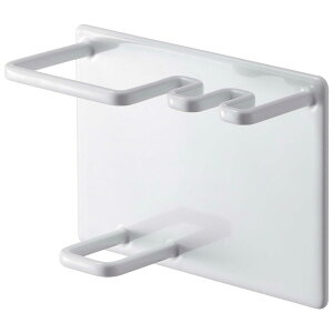 バスラック YAMAZAKI tower マグネットバスルームチューブ&トゥースブラシホルダー 強力マグネットで浮かせて収納! おしゃれ シンプル 白・黒 歯ブラシスタンド 浴室用ラック 浴室収納 山崎