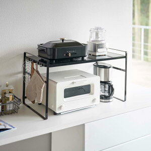 キッチン収納 山崎実業 正規品 tower タワー トースターラック ワイド ワイド幅で収納力もアップ トースター上ラック キッチンラック おしゃれ 収納ラック ブラック