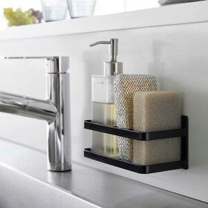 スポンジラック 山崎実業 正規品 tower タワー マグネットスポンジ&ボトルラック スタイリッシュな収納ユニット! キッチン洗剤 食器用洗剤 ホルダー スタンド キッチンスポンジ収納 ブラ