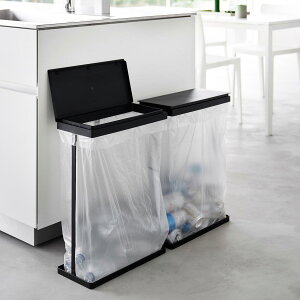 蓋付きゴミ箱 山崎実業 正規品 tower タワー スリム蓋付き分別ゴミ袋ホルダー 45L 横開き 2個組 蓋が横に開く蓋付き簡易ゴミ箱 スリム 45l 45リットル おしゃれ フタ付き キッチンゴミ箱 分別ゴ