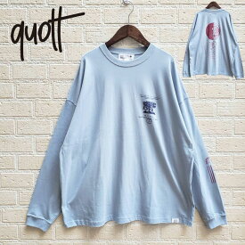 クオルト ロンティー メンズ カットソー メンズ ワイド Tシャツ 長袖Tシャツ QUOLT 【GALILEO TEE】 クルーネック 長袖 Tシャツ 綿100% プリントT ユニセックス 男女兼用 トップス ホワイト ブルー グレー アウトドア キャンプ フェス プレゼント