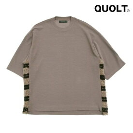 QUOLT 6部袖 ニットソー クオルト 6部袖Tシャツ メンズ クルーネック ワイドTシャツ 綿100% ボーダー ユニセックス トップス BERLIN KNITSEW BROWN-BEIGE ブラウンベージュ アウトドア フェス プレゼント