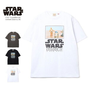 【Goodwear】 『スター・ウォーズ エピソード4/新たなる希望』 プリント BIG Tシャツ C-3PO R2-D2 半袖Tシャツ メンズ 半袖TEE レディース ユニセックス 7.6oz USAコットン クルーネック Tシャツ 通勤