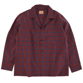 【FIVE BROTHERxBACKDROP】(バックドロップ別注) LIGHT WEIGHT COTTON L/S SHIRT / ライトウェイト コットン 長袖シャツ (マルーン) バックドロップ 老舗アメカジショップ the back drop アメカジ メンズ 別注 オープンカラー アクションプリーツ