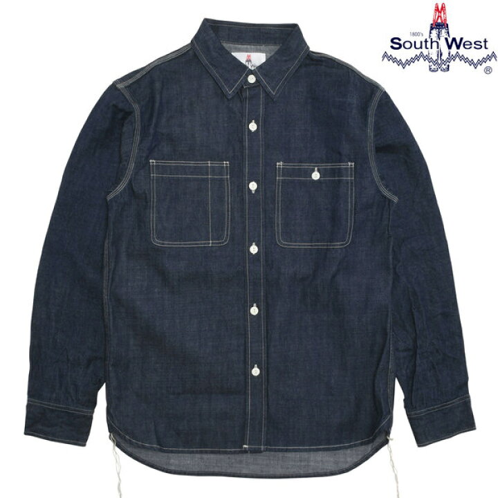 楽天市場】【SOUTH WEST】(サウスウエスト) DENIM SHIRT WHITE BUTTON 