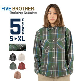 【FIVE BROTHER】(バックドロップ別注ファイブブラザー) FLANNEL SHIRTS / フランネルシャツ (グリーン) バックドロップ 老舗アメカジショップ the back drop チェックシャツ ワークウェア クラシック