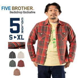 【FIVE BROTHER】(ファイブブラザー) フランネルシャツ (レッド) 渋谷アメカジ バックドロップ別注 長袖 Five Brother ネルシャツ メンズ レディース 厚手 オーバーサイズ 大きいサイズ 定番 ワークシャツ ヘビネル 20代 30代 40代 50代 プレゼント ギフト FLANNEL SHIRT