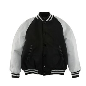 【HEWITT】(ヒューイット) Stadium Jacket raglan sleeve / スタジアムジャケットラグランスリーブ (ブラック/ライトグレー) 渋谷アメカジ バックドロップ メンズ スタジャン アメリカ バックドロップ別注 made in usa