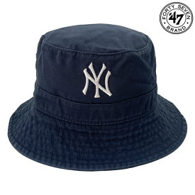 【47】(フォーティーセブン) BUKET HAT New York Yankees / バケット ハット ニューヨーク ヤンキース (ネイビー) 渋谷アメカジ バックドロップ メンズ カレッジ ヘビーウェイト オープンエンド ガーメントウォッシュ
