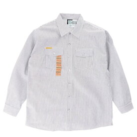 【PRISON BLUES】(プリズンブルース) L/S HICKORY SHIRT BUTTON FRONT / ヒッコリー 長袖シャツ ボタンフロント (ブルー) 渋谷アメカジ バックドロップ メンズ アメリカ製 フラップポケット 8オンス