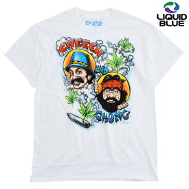 【LIQUID BLUE】(リキッドブルー) CHEECH AND CHONG AIRBRUSH TEE / チーチ＆チョン エアブラシ 半袖Tシャツ (ホワイト) バックドロップ 老舗アメカジショップ the back drop 70s ヒッピー カウンターカルチャー バンド [ネコポス対応]