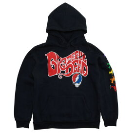 【LIQUID BLUE】(リキッドブルー) GRATEFUL DEAD SLEEVE PRINTED HOODIE / グエリトフルデッド 袖プリント POパーカー (ブラック) バックドロップ 老舗アメカジショップ the back drop 70s ヒッピー カウンターカルチャー バンド