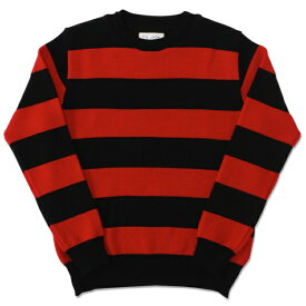 [50%OFF]【T.N JACK】(ティーエヌジャック) Border Crew Sweater (ブラック/レッド) / ボーダー クルーセーター メンズ アメカジ 渋谷 老舗アメカジショップ back drop 日本製 メイドインジャパン 送料無料