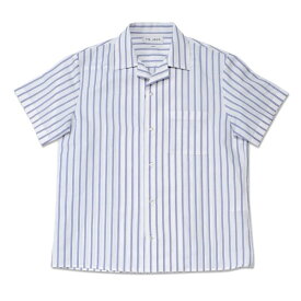 [50%OFF]【T.N JACK】(ティーエヌジャック) Stripe S/S Open shirt (ブルー/ホワイト) / ストライプ ショートスリーブ オープンシャツ メンズ アメカジ 渋谷 老舗アメカジショップ back drop 日本製 メイドインジャパン 送料無料