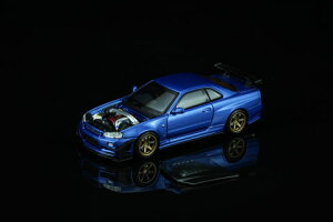 MOTORHELIX 1/64 Nissan Skyline GT-R (R34) Customized Bayside Blue w/GT Aero Kit (M63476) �y�\��F2026�N11���ȍ~�z�ʔ� �v���[���g �M�t�g ���f���J�[ �~�j�J�[ �A�N�Z�T���[ �͌^