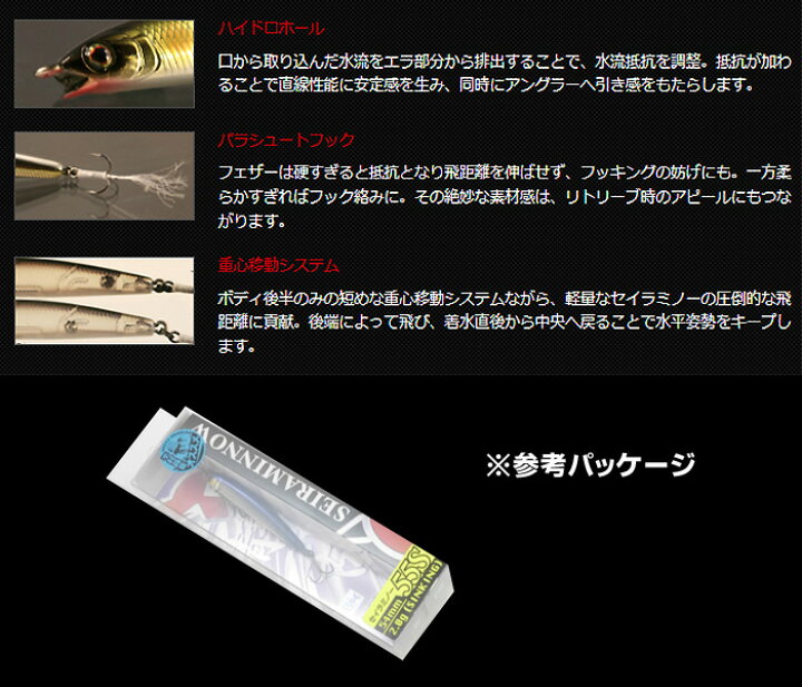 楽天市場 ジャッカル セイラミノー 静乱 55s シンキング プロセレクトカラー Jackall Seiraminnow Lure Boats Back Lash