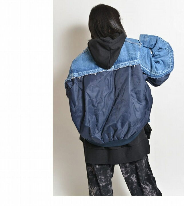楽天市場 Off クーポン配布中 Ainsophaur アインソフオウル Ma 1 ドッキング Gジャン 男女兼用 アウター デニムジャケット Ma 1 ブルゾン ビッグシルエット ルーズ ストリート メンズ レディース ユニセックス バックサイドオブトーキョー
