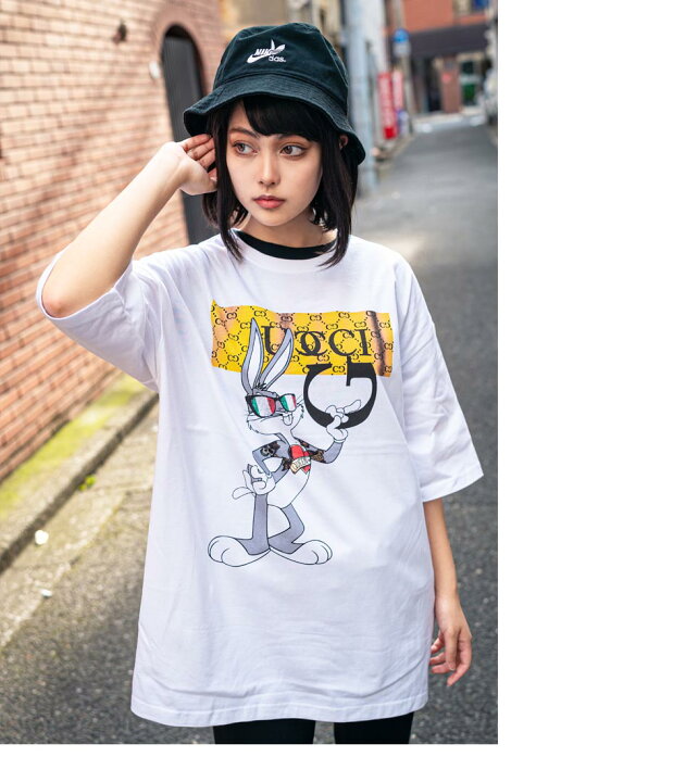 楽天市場 Gu Gang ビッグtシャツ 男女兼用 半袖 Tシャツ トップス ビッグtシャツ メンズ レディース おもしろ キャラクター プリント ゆったり 大きいサイズ おしゃれ ゆる カジュアル ストリート ロング ビッグトップス ビックシルエット オリジナル Uネック 黒