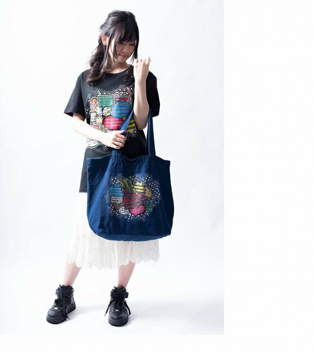 楽天市場 アニメガタリズ 名作アニメの法則 トートバッグ 男女兼用 アニメガタリズ アニメ コラボ グッズ アパレル 鞄 東城日沙子 キャラクター プリント 吹き出し 小物 デニム インディゴ ストリート カジュアル Backside Of Tokyo バックサイドオブ