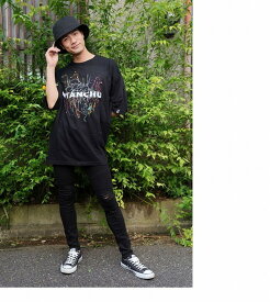 にゃんちゅう ニャンちゅう カラフルペイントビッグTシャツ（男女兼用）■ 半袖 tシャツ トップス 猫 ねこ ネコ cat キャット ビッグtシャツ メンズ レディース おもしろ キャラクター プリント ゆったり 大きいサイズ ゆる ビッグトップス オリジナル 白 黒 wh bk パロディ