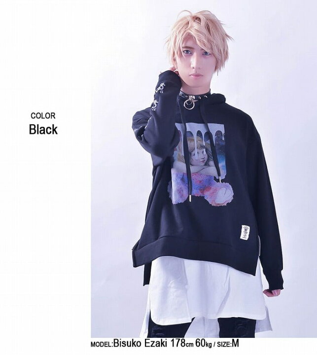 楽天市場 ブラックフライデー Offクーポン 東京裏側 All Alone ビッグパーカー 男女兼用 病みかわ 病みかわいい クマ ベア 天使 エンジェル リボン V系 ヴィジュアル系 原宿系 かわいい プルパーカー プルオーバー オーバーサイズ メンズ レディース ユニ
