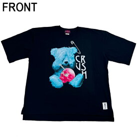 【東京裏側】SHY Bear ビッグTシャツ(男女兼用)■トップス 半袖 カットソー クルーネック ビッグシルエット クマ ベア スカル ストリート 病みかわ ロック V系 ヴィジュアル系 メンズ レディース ユニセックス