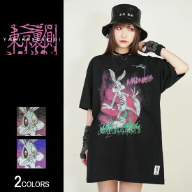 【東京裏側】BB zombie ビッグTシャツ■トップス 半袖Tシャツ クルーネック ビッグシルエット ルーズ ゾンビ ウサギ ラビット 動物 アニマル プリント ゴスロリ やみかわ 病みかわ 地雷系 ロック ヴィジュアル系 V系 メンズ レディース ユニセックス