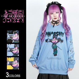 【マラソン期間★最大2000円OFFクーポン】【東京裏側】Crucifixion MK トレーナー（男女兼用）■トップス スウェット ビッグシルエット ルーズシルエット イラスト キャラクター プリント やみかわ 病みかわ ロック ROCK ヴィジュアル系 V系 ストリート メンズ レデ