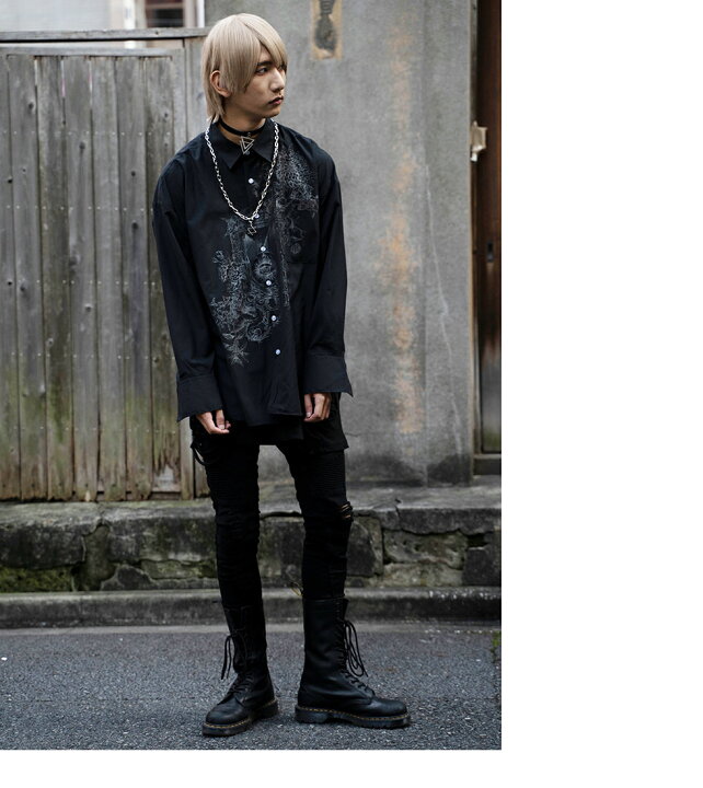 楽天市場 東京裏側 Clock Eye ファスナー付ビッグシャツ 男女兼用 トップス シャツ 長袖 カジュアルシャツ ノーアイロン カジュアル アウター ストリート 大きいサイズ やみかわ メンズ レディース ユニセックス 病みかわ 病みかわいい 病み系 やみかわいい 病み 原宿