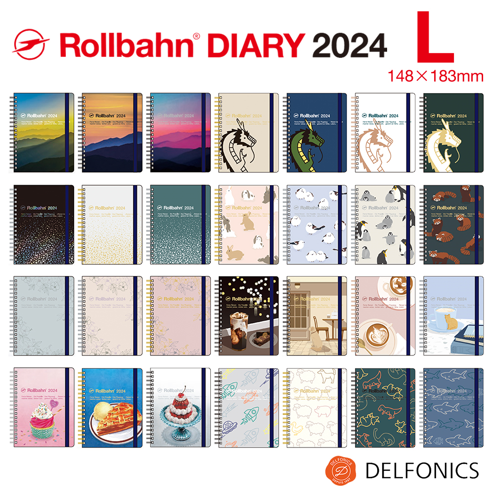 ロルバーン 2024 ダイアリー 手帳 L スケジュール帳 2023年10月始まり デルフォニックス Rollbahn Monthly  Planner Seasonal Edition by Delfonics Back to MONO