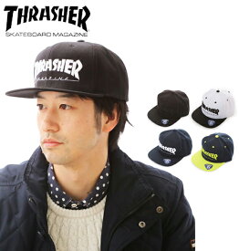 スナップバック THRASHER 帽子 ネイビー ホワイト ブラック THRASHER mag cap スナップバックキャップ Back メンズ 15THC50 スラッシャー キャップ ライム 送料無料 白 黒 MAG logo 平つば Snap CAP メンズ帽子