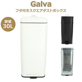 Galva ガルバス ゴミ箱 蓋つき ペダル 好評 ダストボックス ごみ箱 ごみばこ トラッシュカン トラッシュボックス ダストBOX 蓋付き ふた付き フタ付き スクエア フットペダル 30L フタつき シルバー ブラック ホワイト