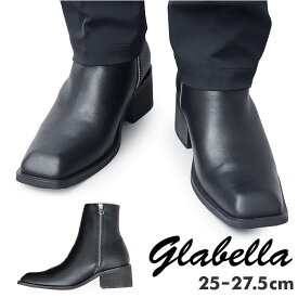 glabella グラベラ ブーツ 厚底 好評 ヒールブーツ ショートブーツ サイドジップブーツ ビジネスシューズ 厚底ブーツ ショート スクエアトゥ サイドジップ シンプル ビジネス きれいめ 上品 カジュアル 靴