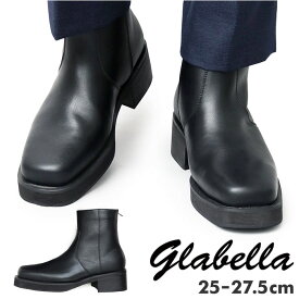 glabella グラベラ ブーツ 厚底 好評 ビジネスシューズ ショートブーツ 厚底ブーツ ヒールブーツ スクエアトゥ 軽量 ショート 合皮 ファスナー 合成皮革 ビジネス 上品 カジュアル シンプル 靴