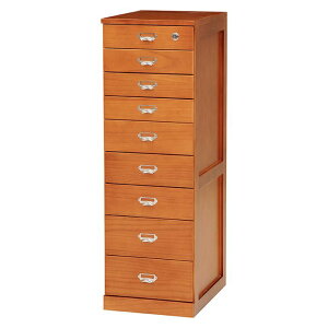 チェスト 9段 幅33cm 好評 キャビネット MCH-6585 引き出し 9杯 書類 棚 A4 B4 整理 ボックス キャスター付き 鍵付き 木製 桐製 ネームプレート付き シンプル 幅33×奥行43.5×高さ103cm 収納家具 家具