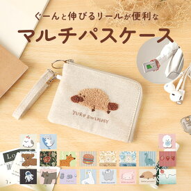パスケース リール付き 小銭入れ 好評 定期入れ ポーチ 小物入れ 定期 ケース 定期券入れ リール付きパスケース コインケース 伸びるストラップ デイリーポーチ 通勤 通学 高校生 中学生 女