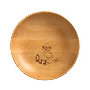ムーミン 食器 好評 プレート 皿 お皿 木製 ラウンドプレート 丸皿 ラウンドディッシュ M 21cm 北欧 MOOMIN 木製食器 キャラクター おしゃれ かわいい 天然木 ビーチ 中皿 軽量 軽い アウトドア食