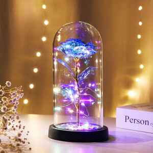 ガラスドーム ライト 好評 ガラス ドームライト 卓上ライト LED フラワーライト 飾り 置物 フラワー 花 一輪 バラ おしゃれ かわいい 電池式 造花 癒し 贈り物 オブジェ LEDライト 母の日 記念