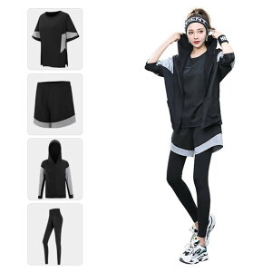 スポーツウェア レディース セット 好評 アウター 半袖Tシャツ レギンス ショートパンツ ヨガウェア ランニングウェア フィットネスウェア トレーニングウェア 通気性 速乾性 おしゃれ かわ