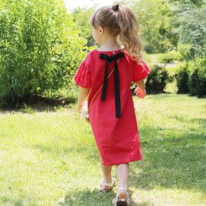 Rora ワンピース キッズ 好評 ナチューラ ローラ ワンピ 半袖 パフスリーブ 無地 コットンリネン 綿麻 夏服 春 夏 カジュアル ナチュラル かわいい おしゃれ 可愛い オシャレ 女の子 子ども こ