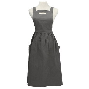 エプロン おしゃれ 通販 ナチュラル 安く て かわいい レディース ロング丈 大人 可愛い ワンピース 保育士 カフェエプロン スカート シンプル 母の日 フリル 無地 コットン グリー