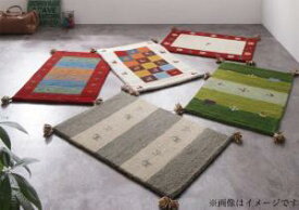 【メインカラー:カラフルブロック】ラグ ウール100％インド製手織りギャッベラグ・マット 70×120cm