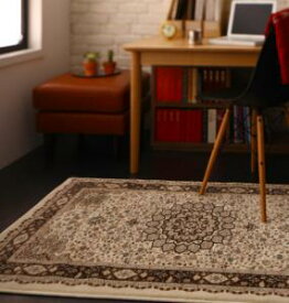 【カラー:ブラウン】ラグ トルコ製ウィルトン織クラシックデザインラグ 80×140cm