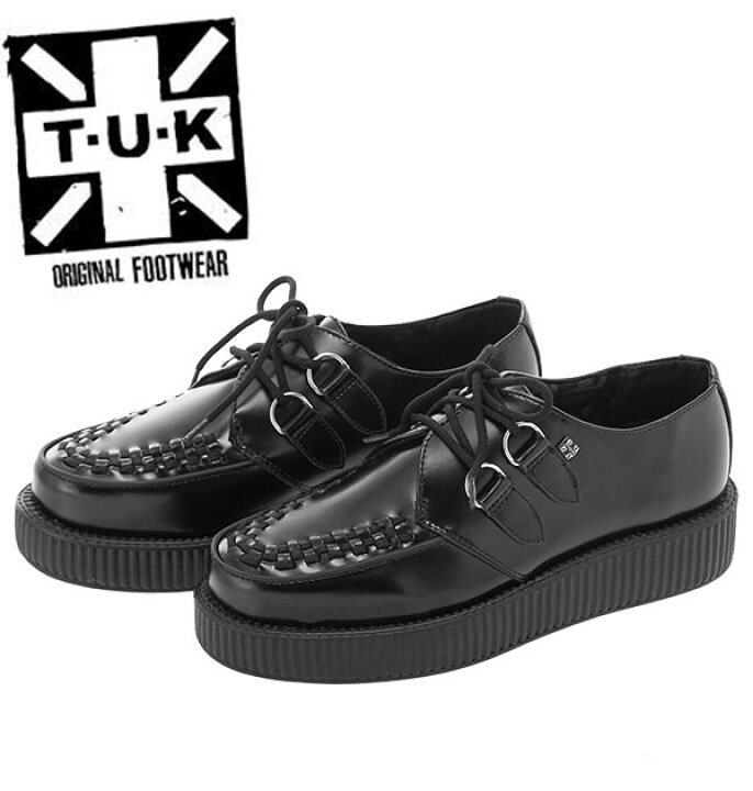 楽天市場 Tuk ラバーソール 通販 厚底靴 レディース メンズ パンクファッション ロカビリー ブランド 黒 レザー 革靴 おしゃれ ラバソール モッズ ティーユーケー 靴 くつ Viva Low Round Creeper Backyard Family ママタウン